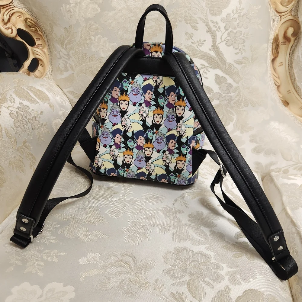 Loungefly Disney Villians maleficient  Cruella AOP Mini Backpack + Wallet